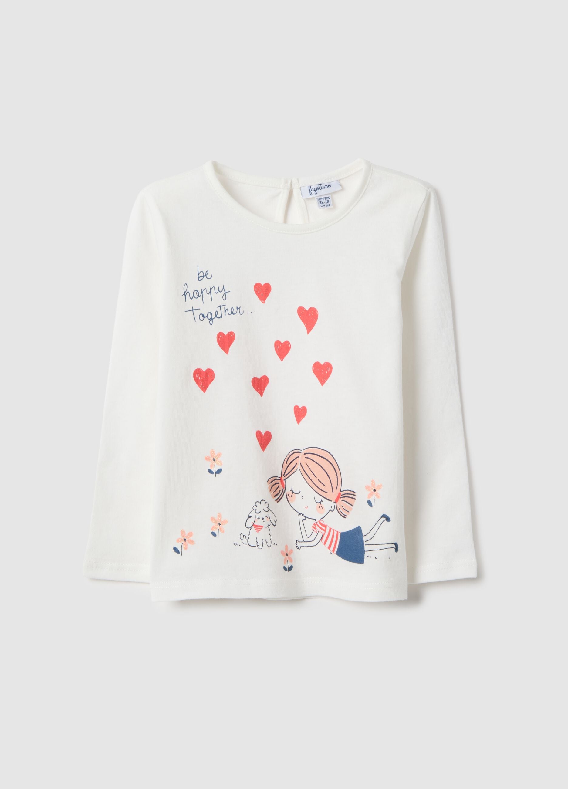 White pure cotton regular fit t-shirt for girls