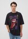 Black pure cotton T-shirt with Rolling Stones print_2