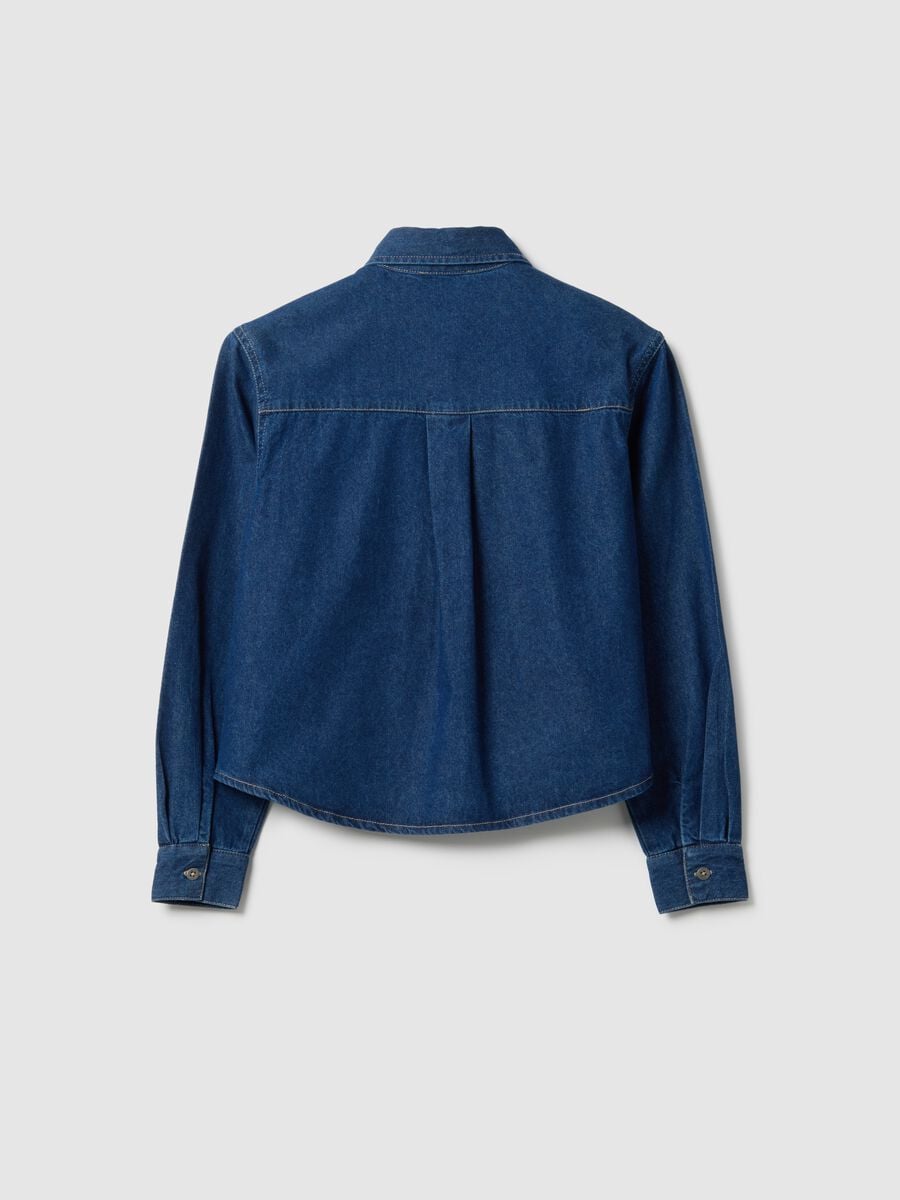 Girls' blue pure cotton shirt with regular fit_4
