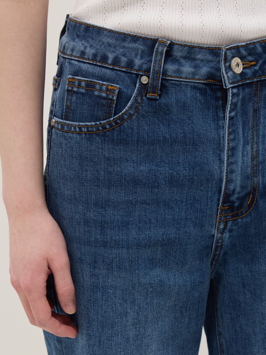 Pantaloni in misto cotone denim elasticizzato blu regular fit_3