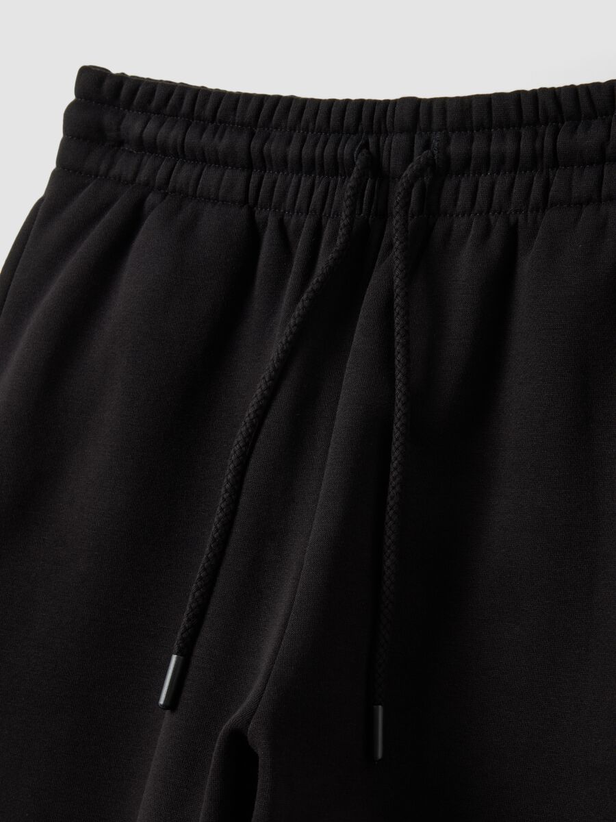 Black cotton-blend joggers with elasticated waistband, regular fit_2