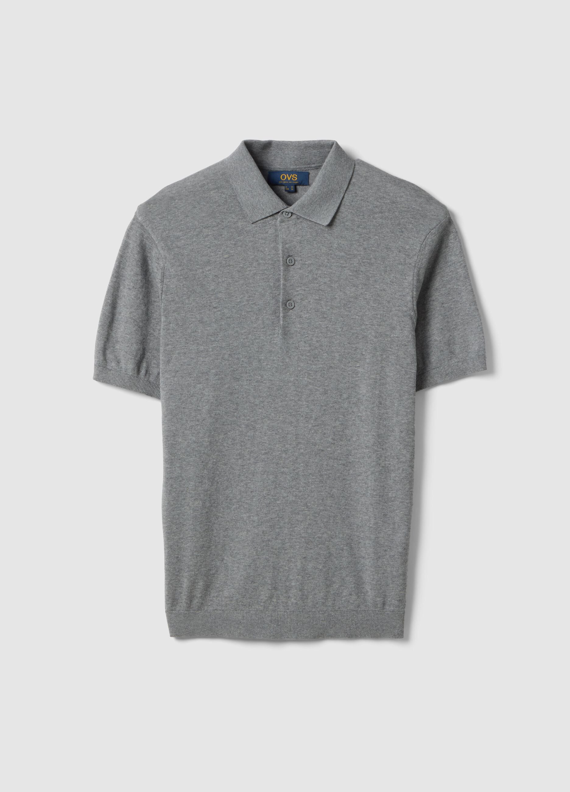 Grey pure cotton polo shirt regular fit