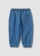 Blue denim trousers in a cotton and viscose blend with an elasticated waistband_1