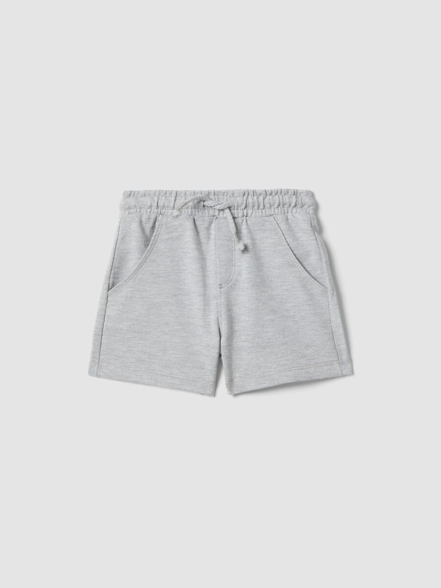 Shorts jogger grigi in puro cotone da bimbo regular fit_0