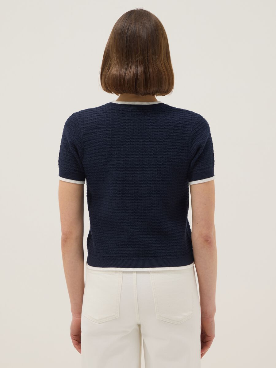 Regular fit blue cotton cardigan with buttons_2
