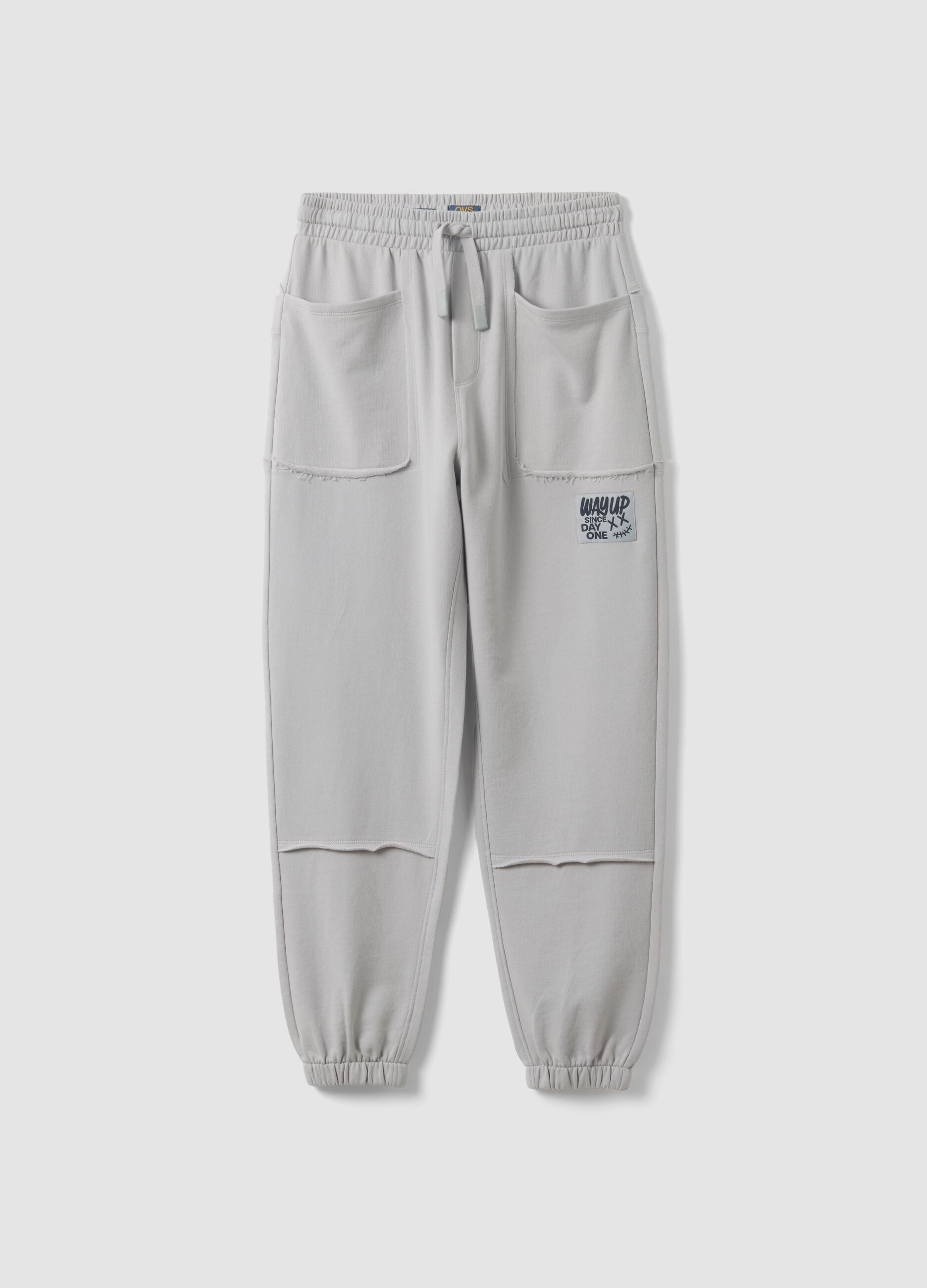 Grey pure cotton joggers with "Way Up" graphic for boys