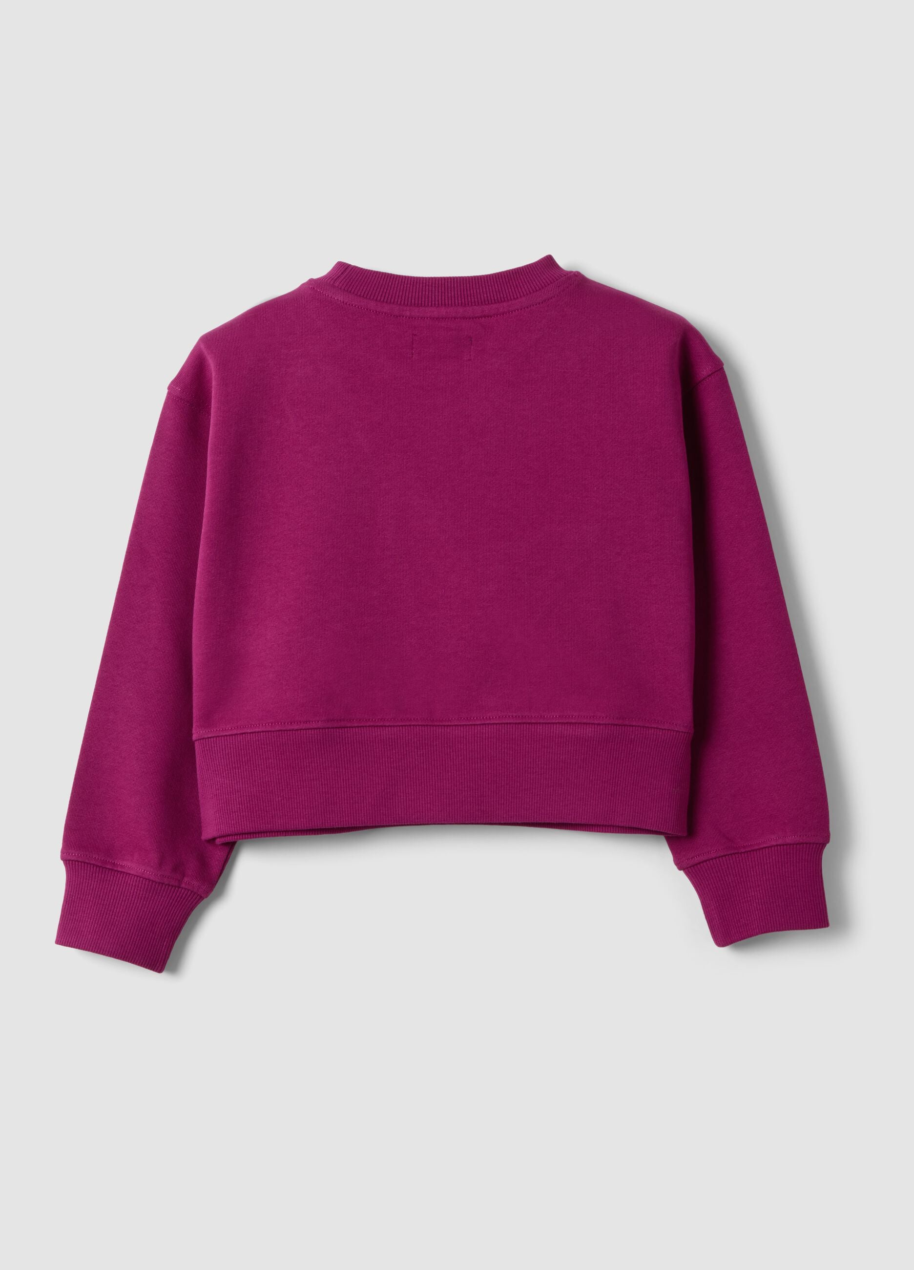 Purple pure cotton crew-neck sweatshirt with stars