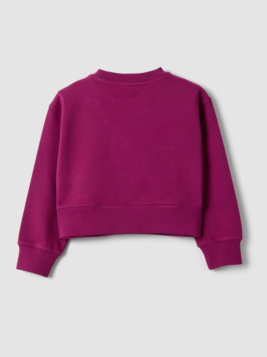 Purple pure cotton crew-neck sweatshirt with stars_1