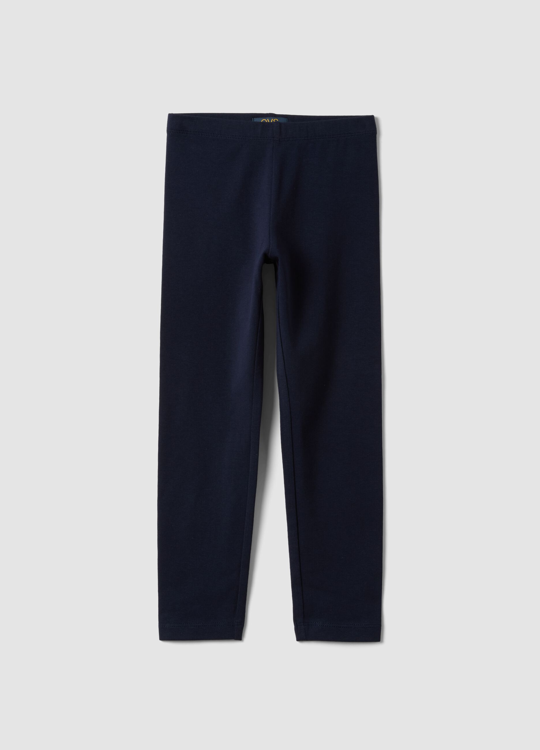 Girls&rsquo; blue skinny leggings in stretch organic cotton