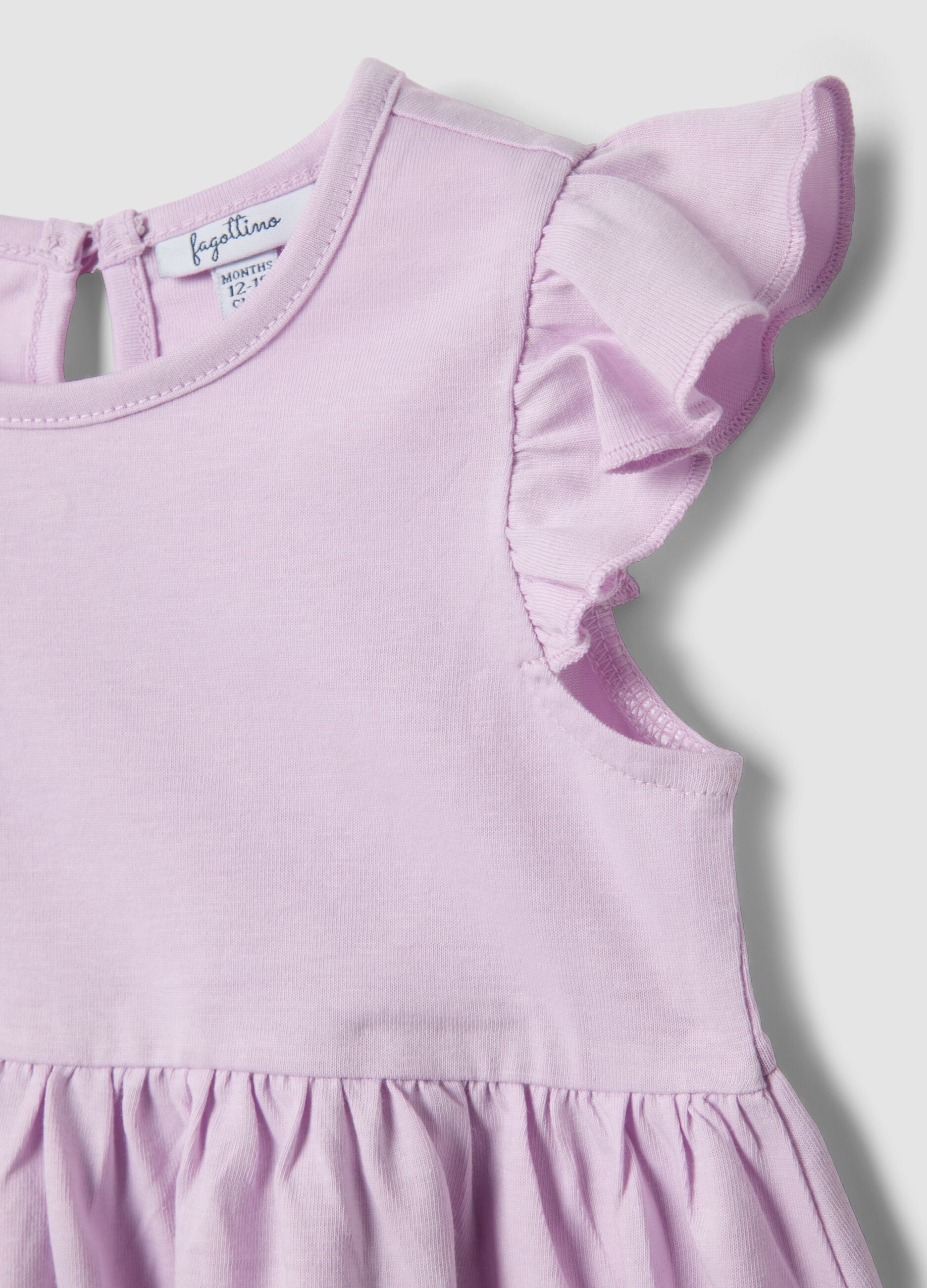 Girls&rsquo; pure cotton pink dress, regular fit with ruffles