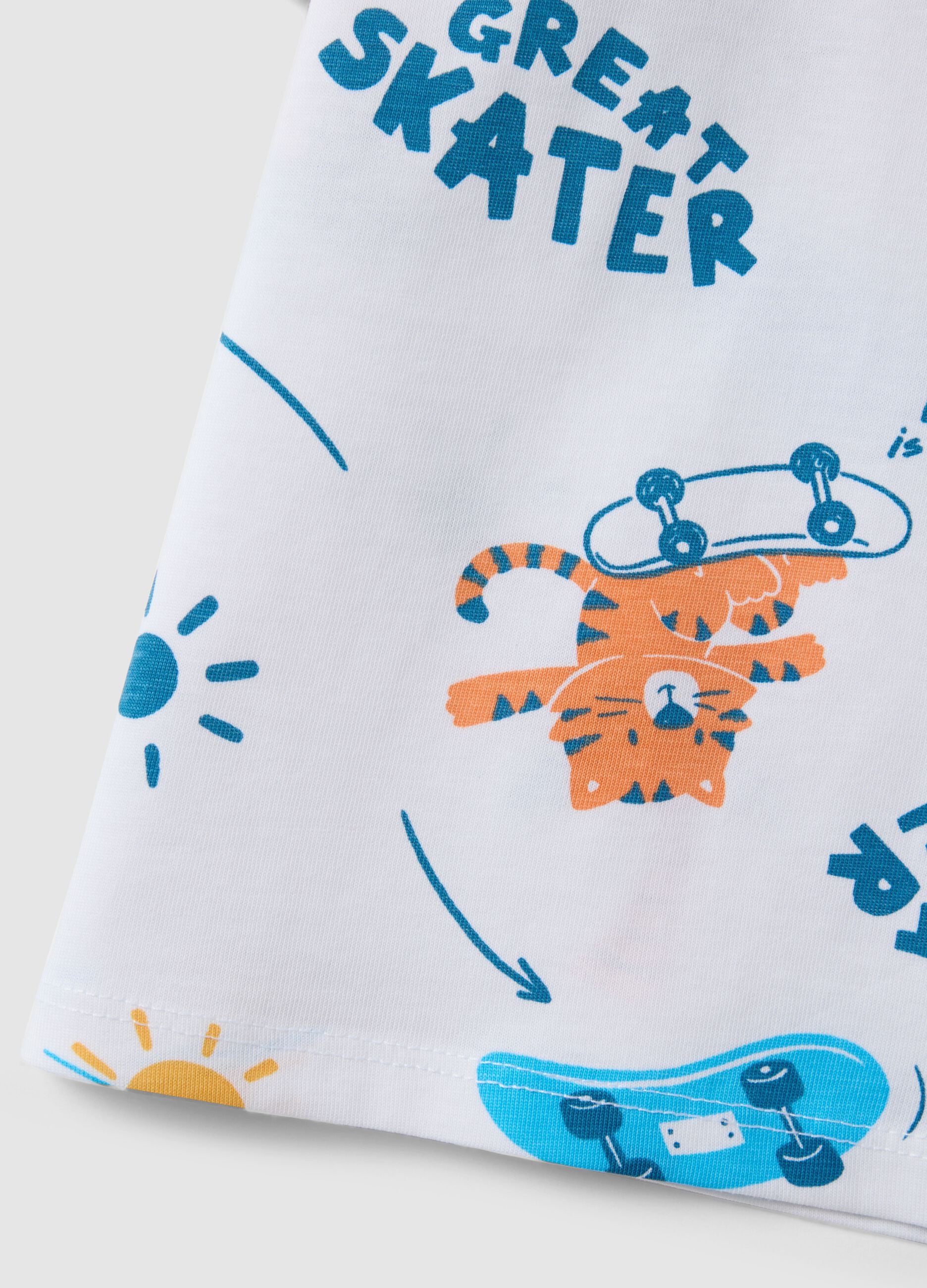 Multicolor pure cotton children's regular fit t-shirt with prints