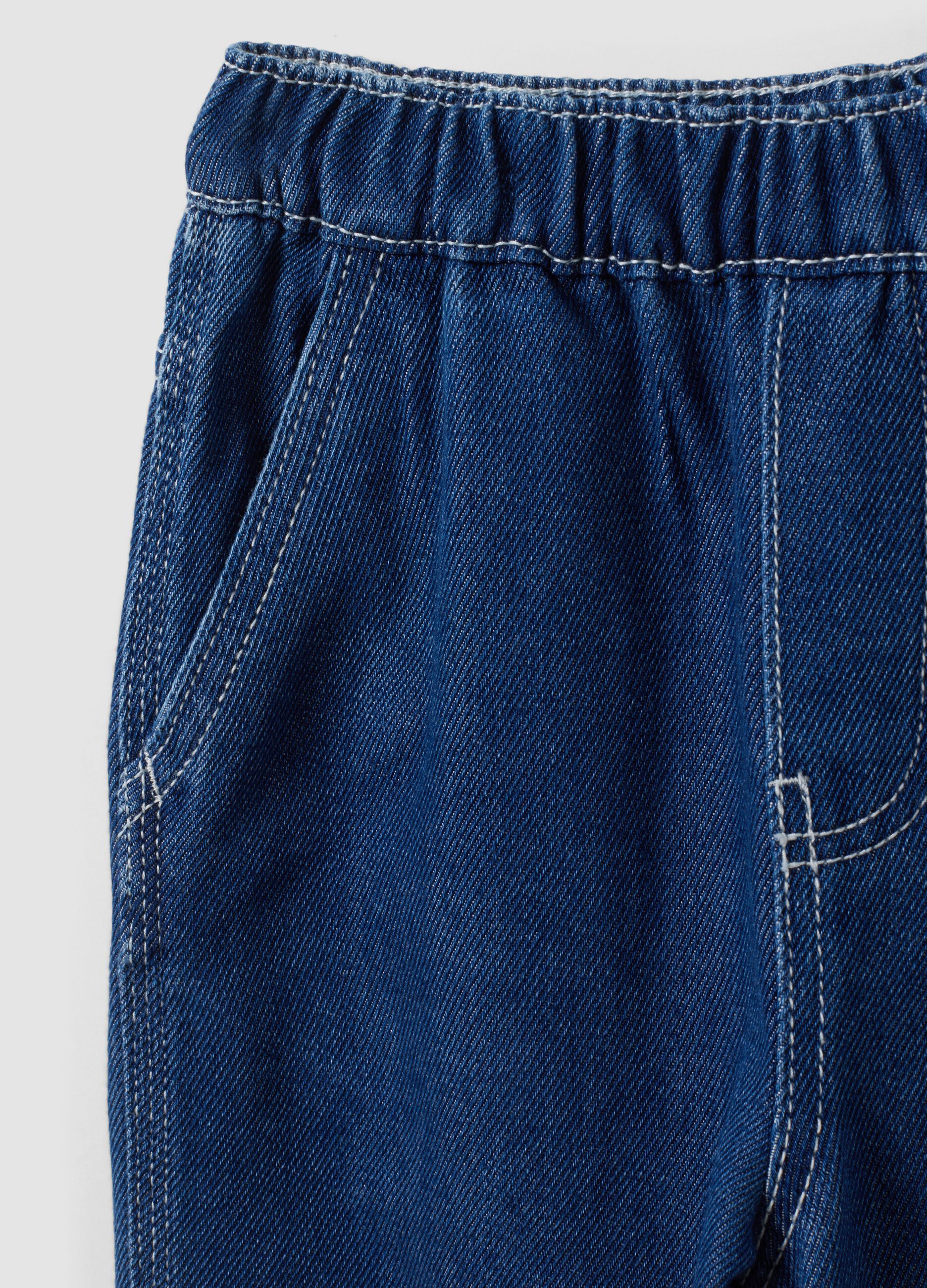 Blue cotton and viscose blend joggers with elasticated waistband for boys