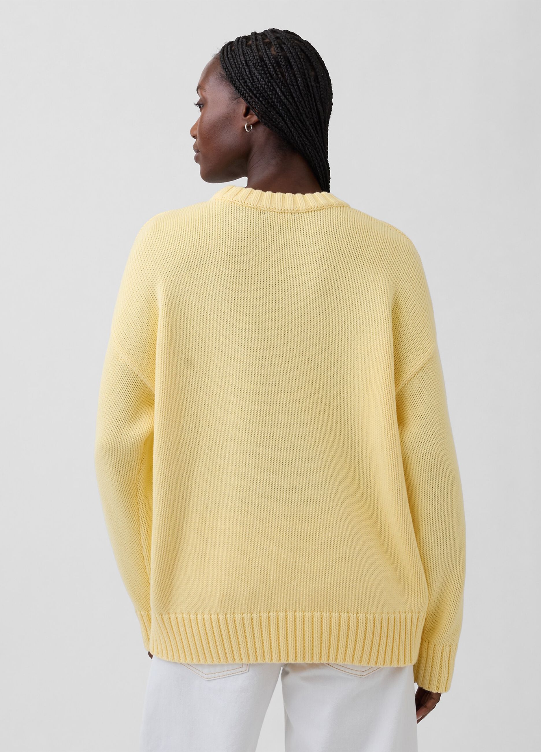 Yellow crew neck jumper in pure cotton regular fit