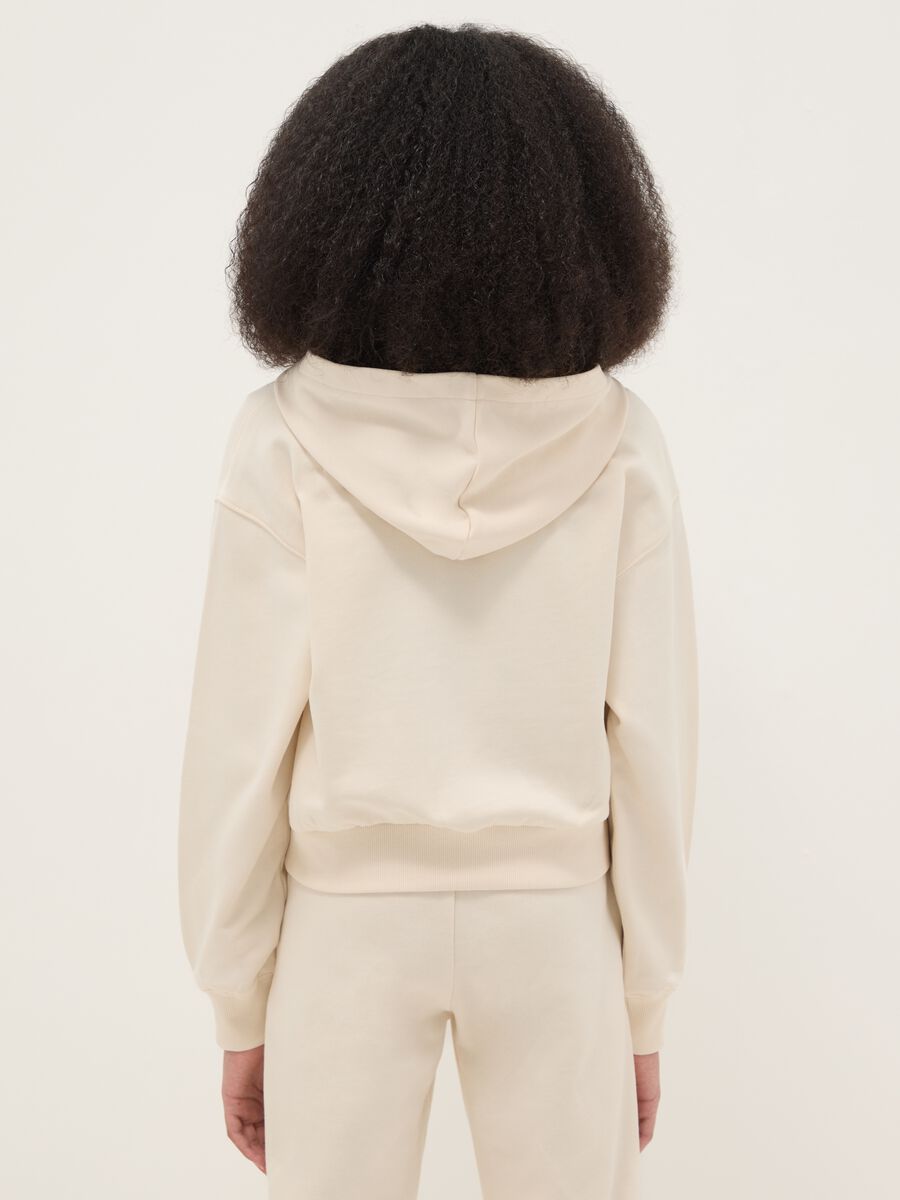 Girl's beige pure cotton hoodie in relaxed fit_1