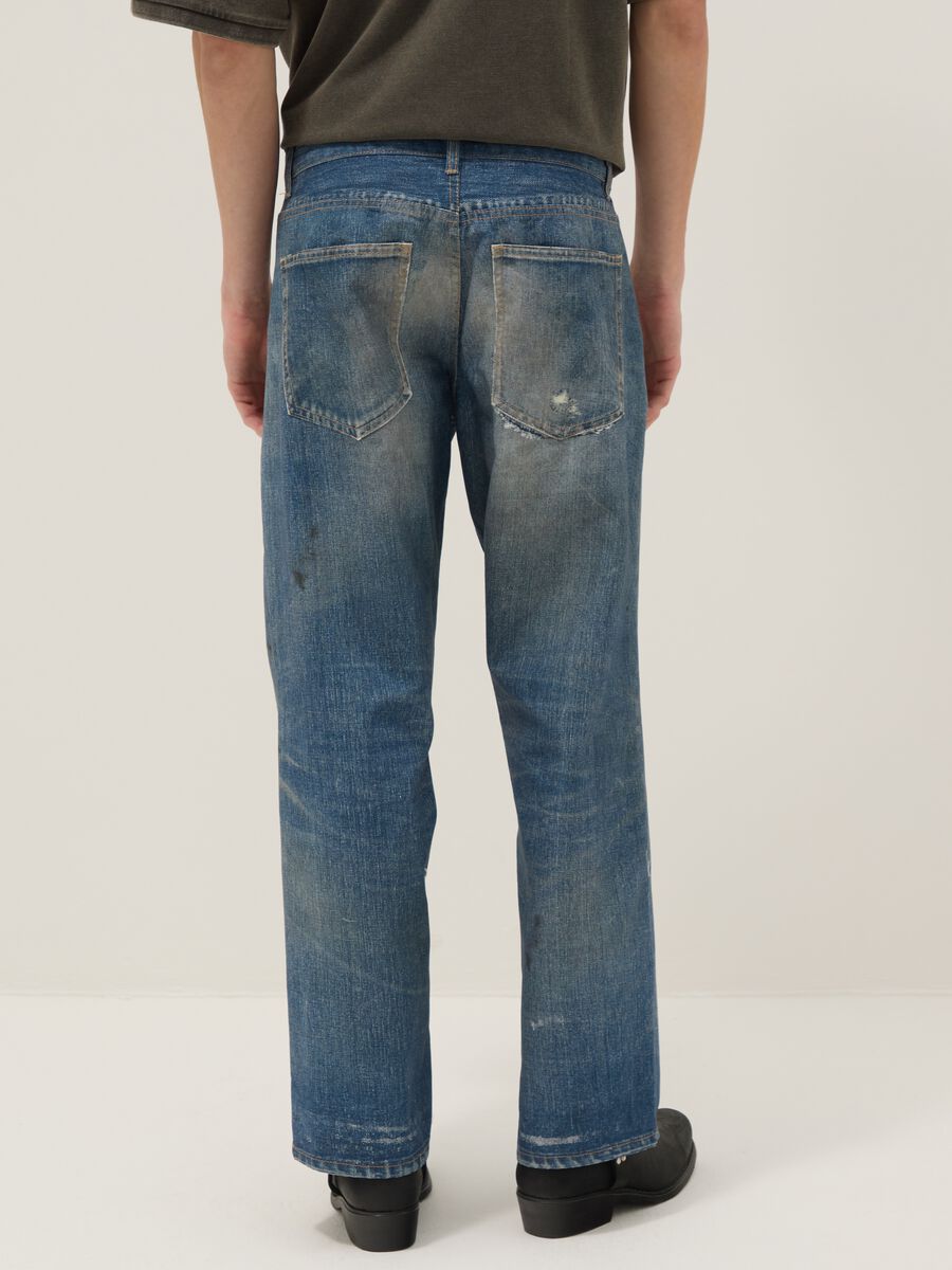 Regular fit blue denim cotton baggy jeans_2