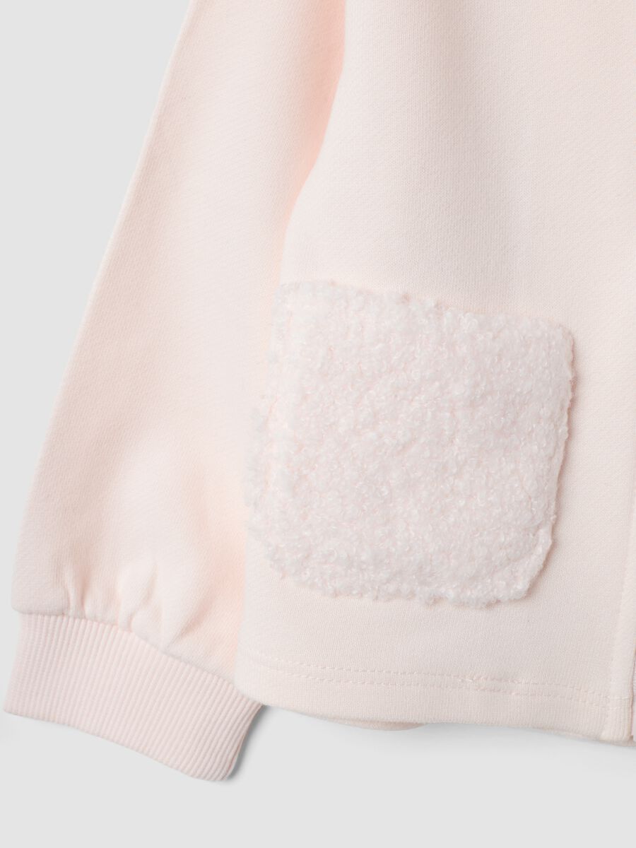 Felpa rosa in puro cotone con girocollo e zip_3