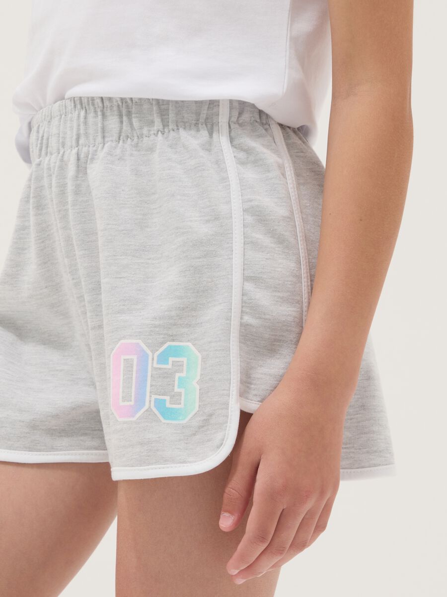 Shorts grigi in misto cotone con vita elasticizzata per ragazza comfort fit_2
