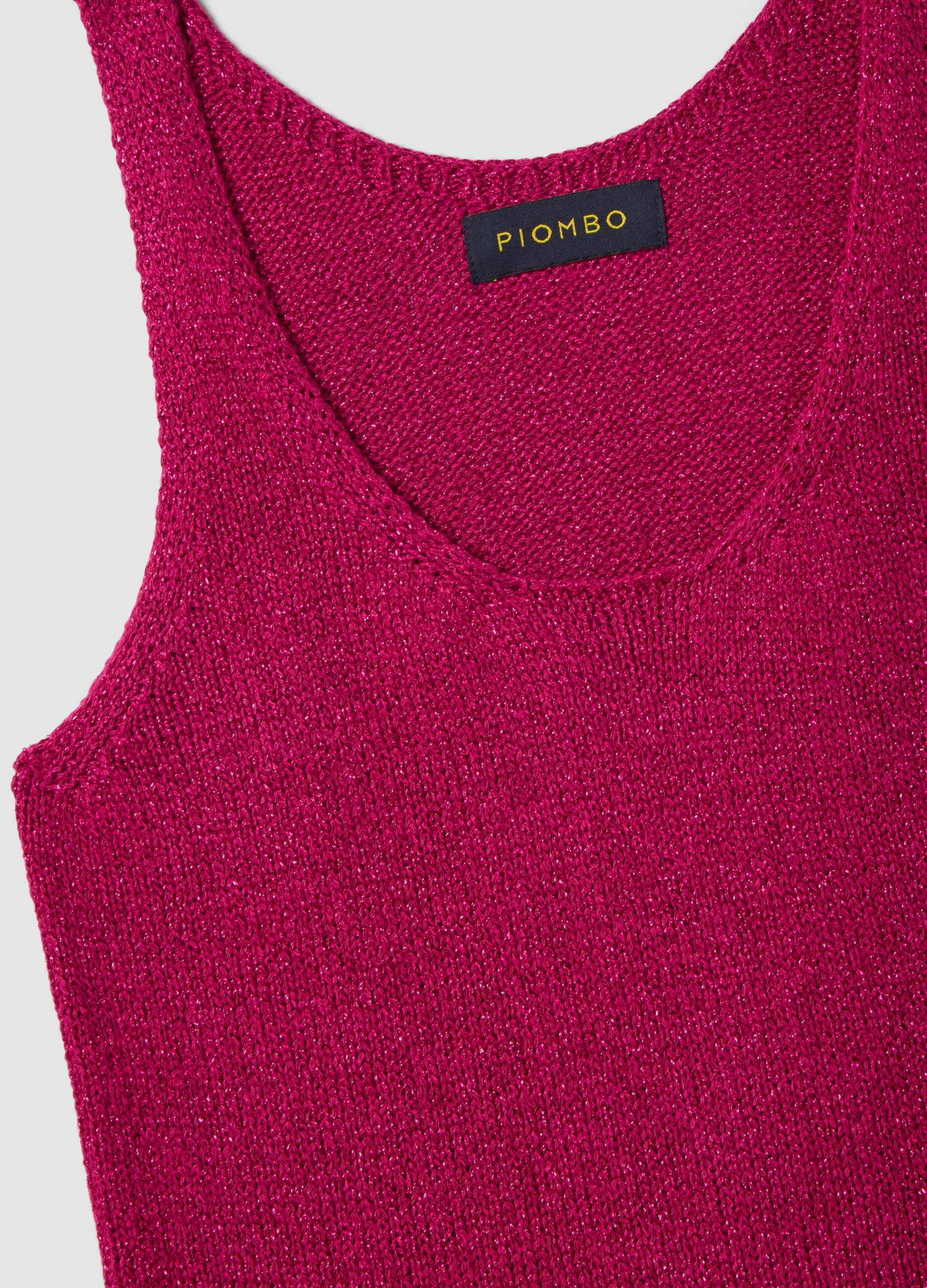 Pink viscose-blend regular-fit glitter tank top