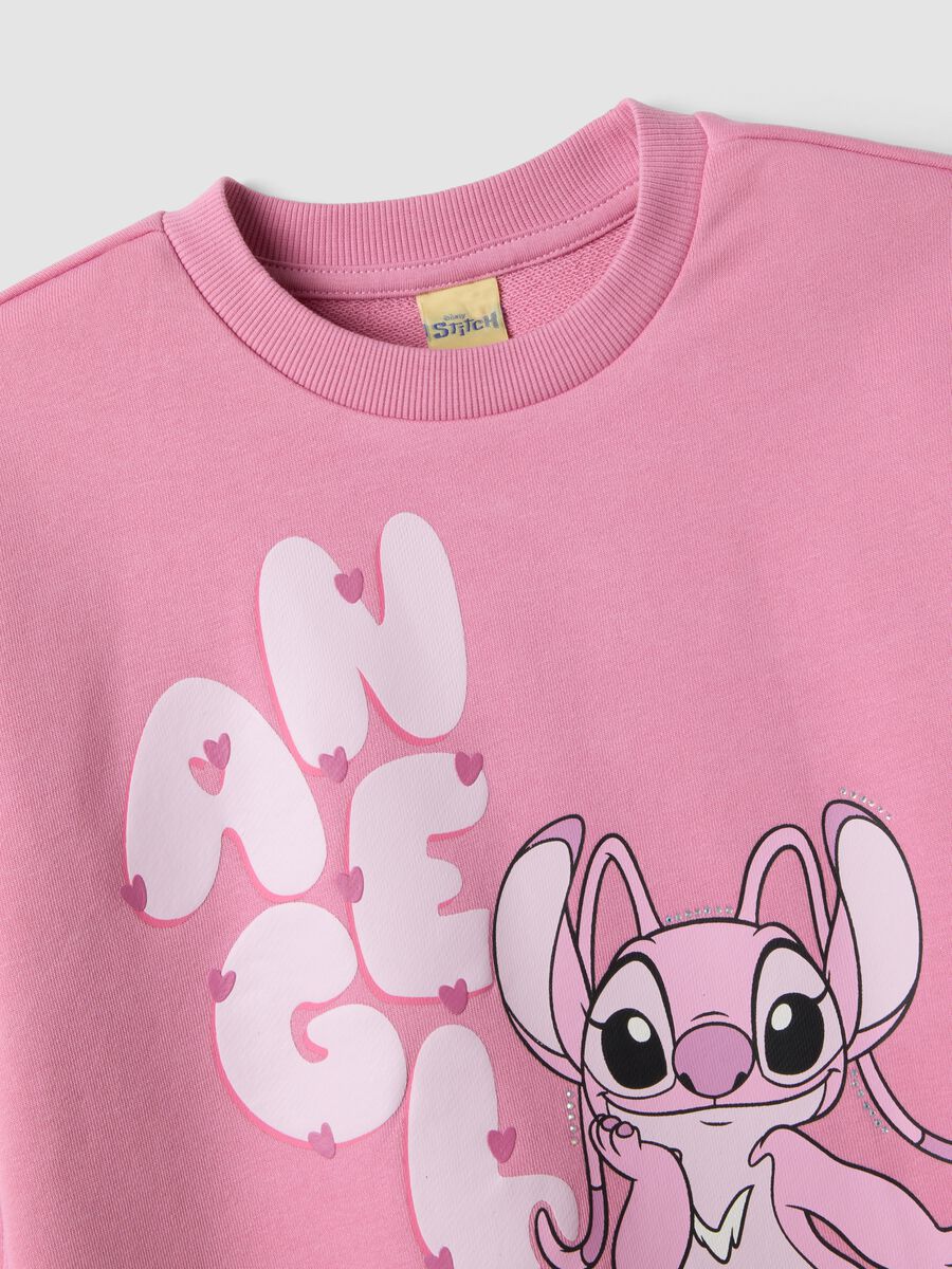 Pink cotton-blend crew-neck tracksuit with Stitch print for girls_2