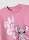 Pink cotton-blend crew-neck tracksuit with Stitch print for girls_2