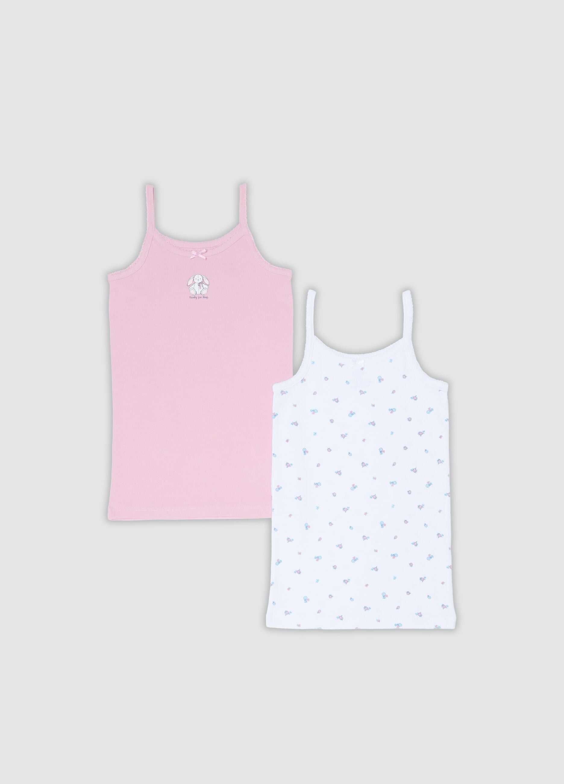 2-pack of girls&rsquo; pink organic cotton vests, regular fit