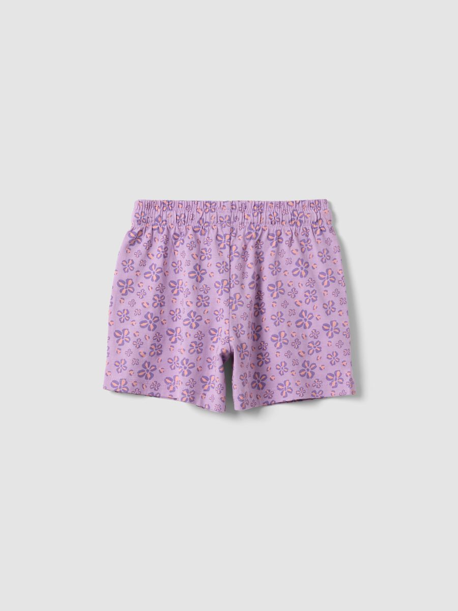 Purple pure cotton shorts with floral print_1