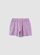 Purple pure cotton shorts with floral print_1