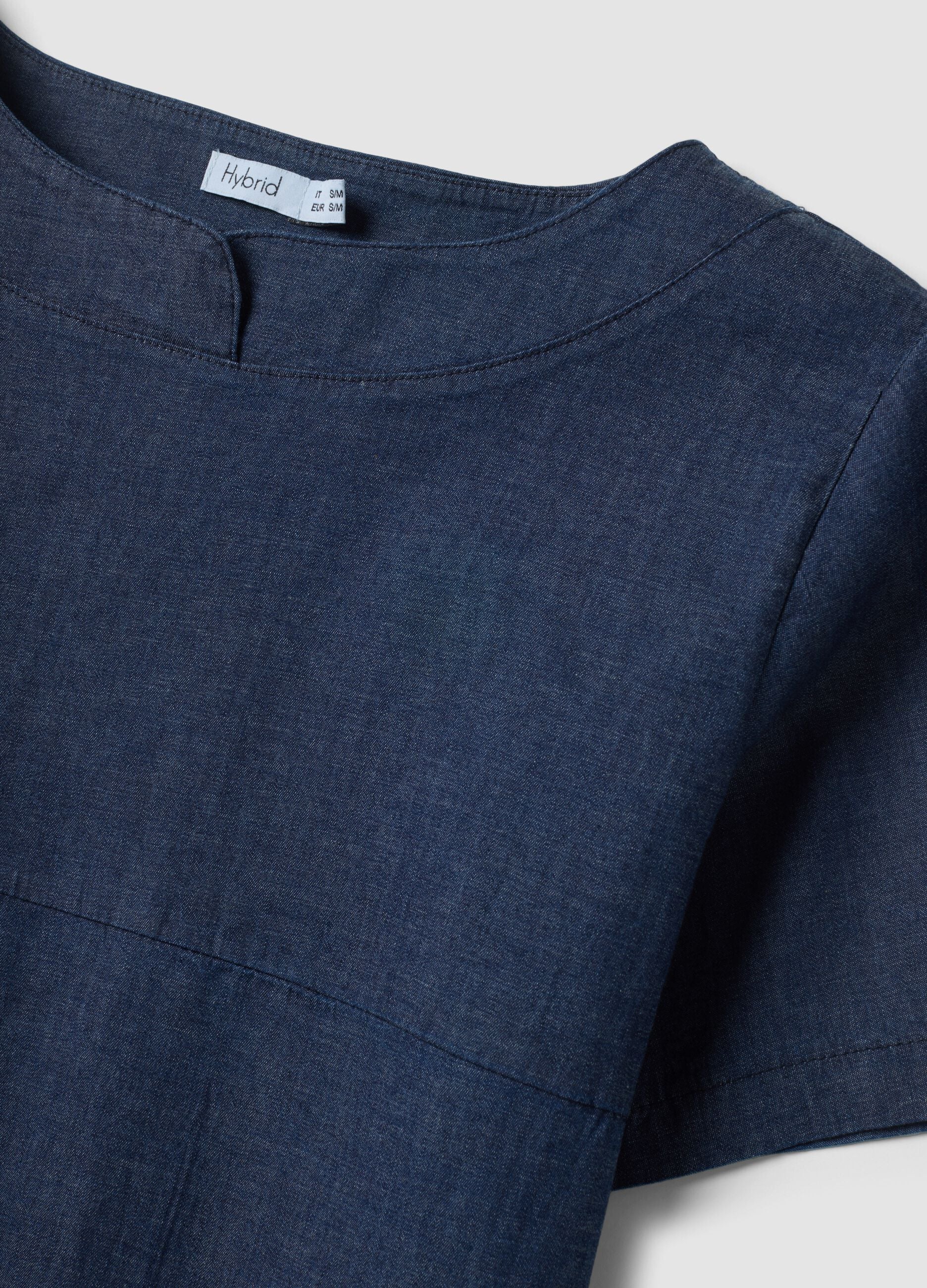 Blue stretch cotton blouse