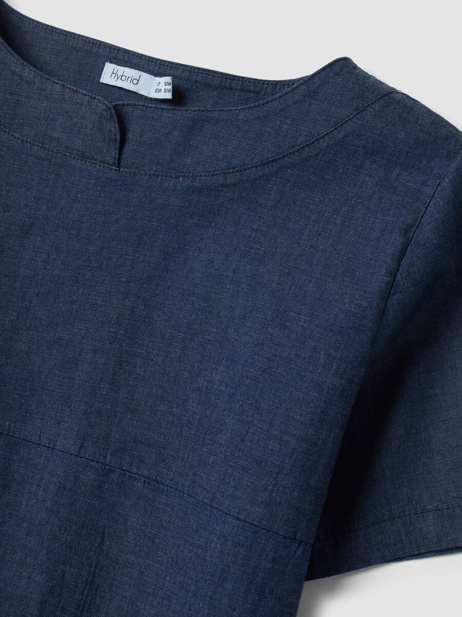 Blue stretch cotton blouse_5