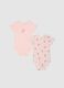 Bipack body in puro cotone rosa da neonata con stampe di orsetti_0