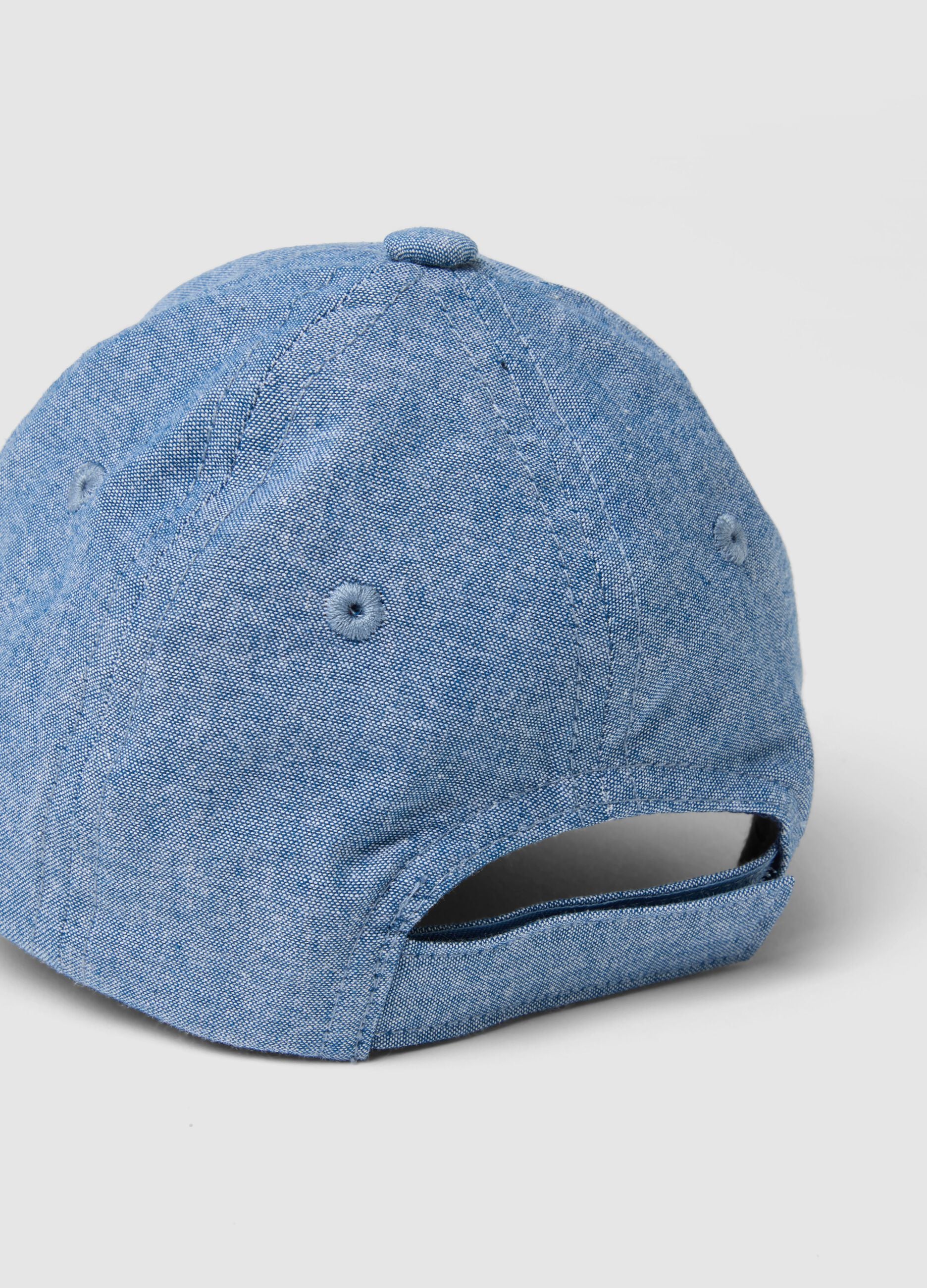 Baby blue denim pure cotton hat with crocodile