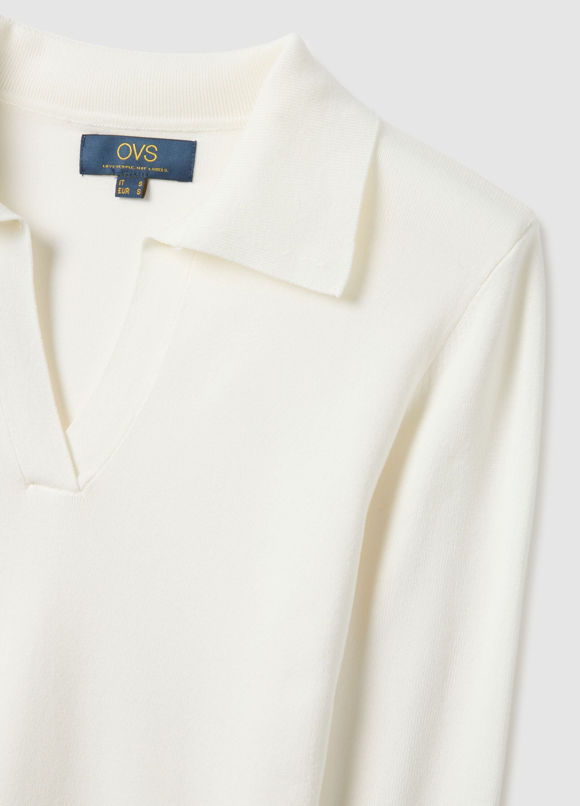 White viscose regular fit polo neck jumper