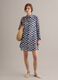 Blue long pure cotton shirt with floral print_1