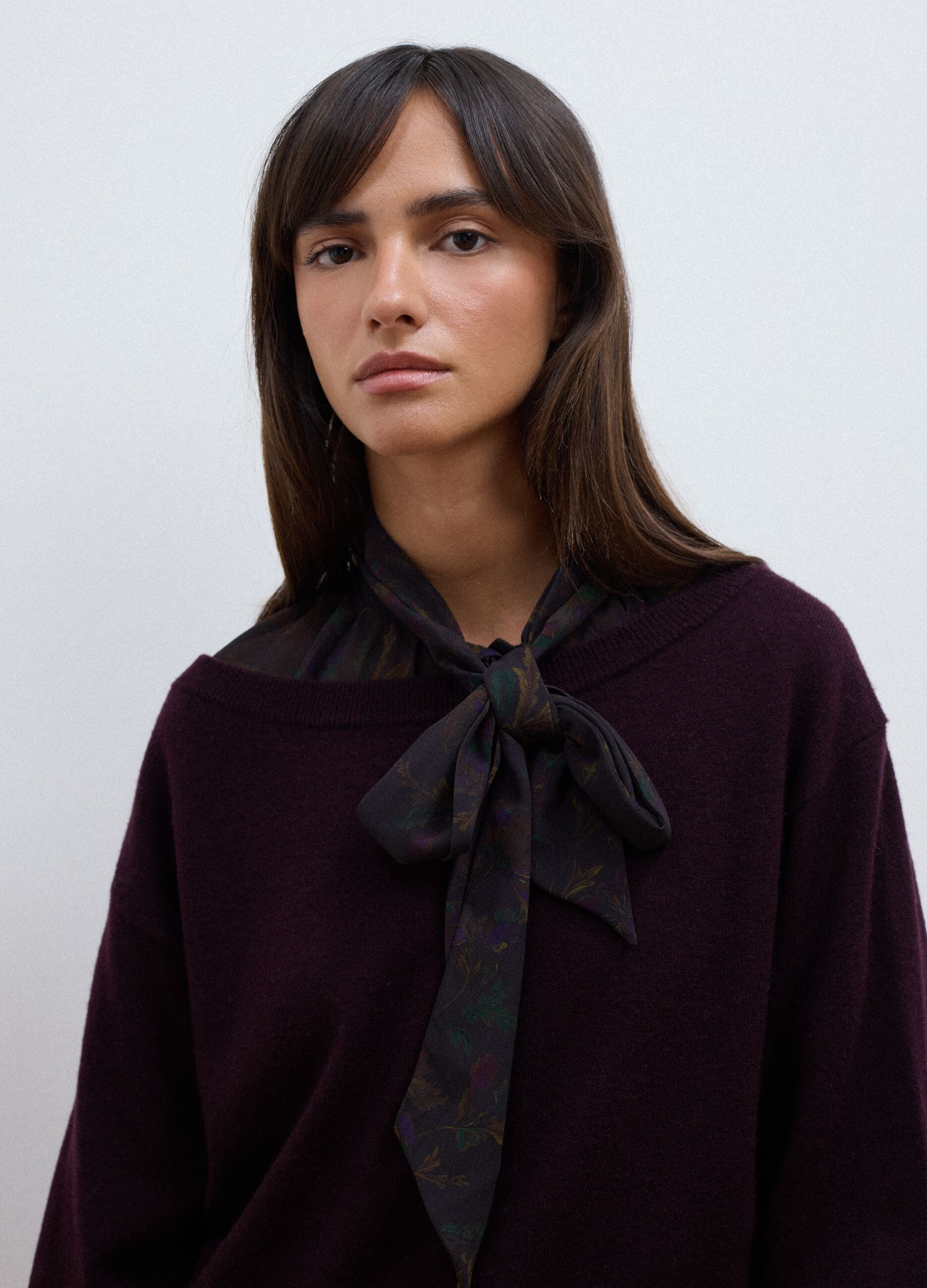 Purple pure wool boat-neck jumper