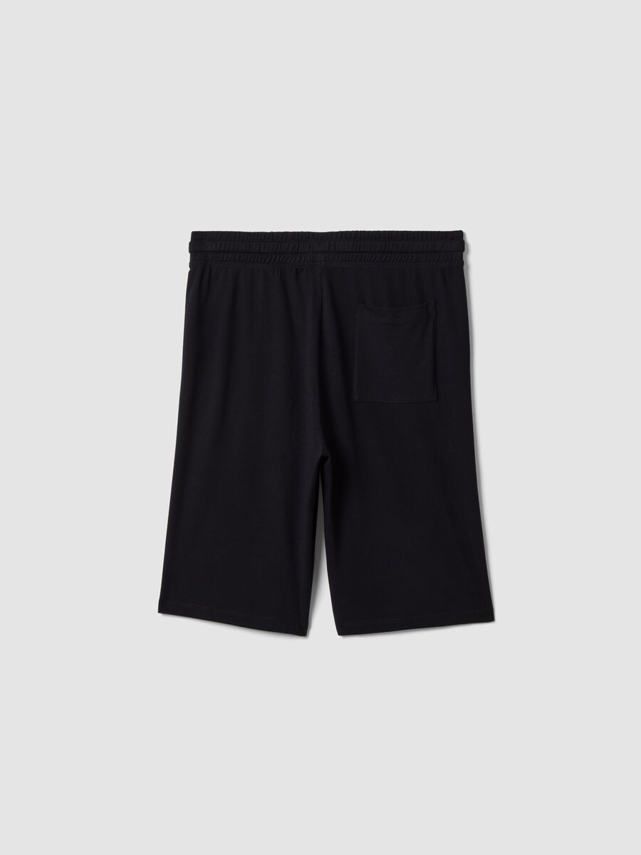 Pantaloncini in puro cotone nero da ragazzo comfort fit_4
