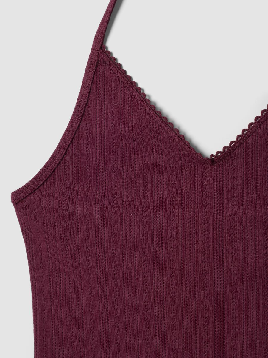 Purple ribbed pure cotton top_5