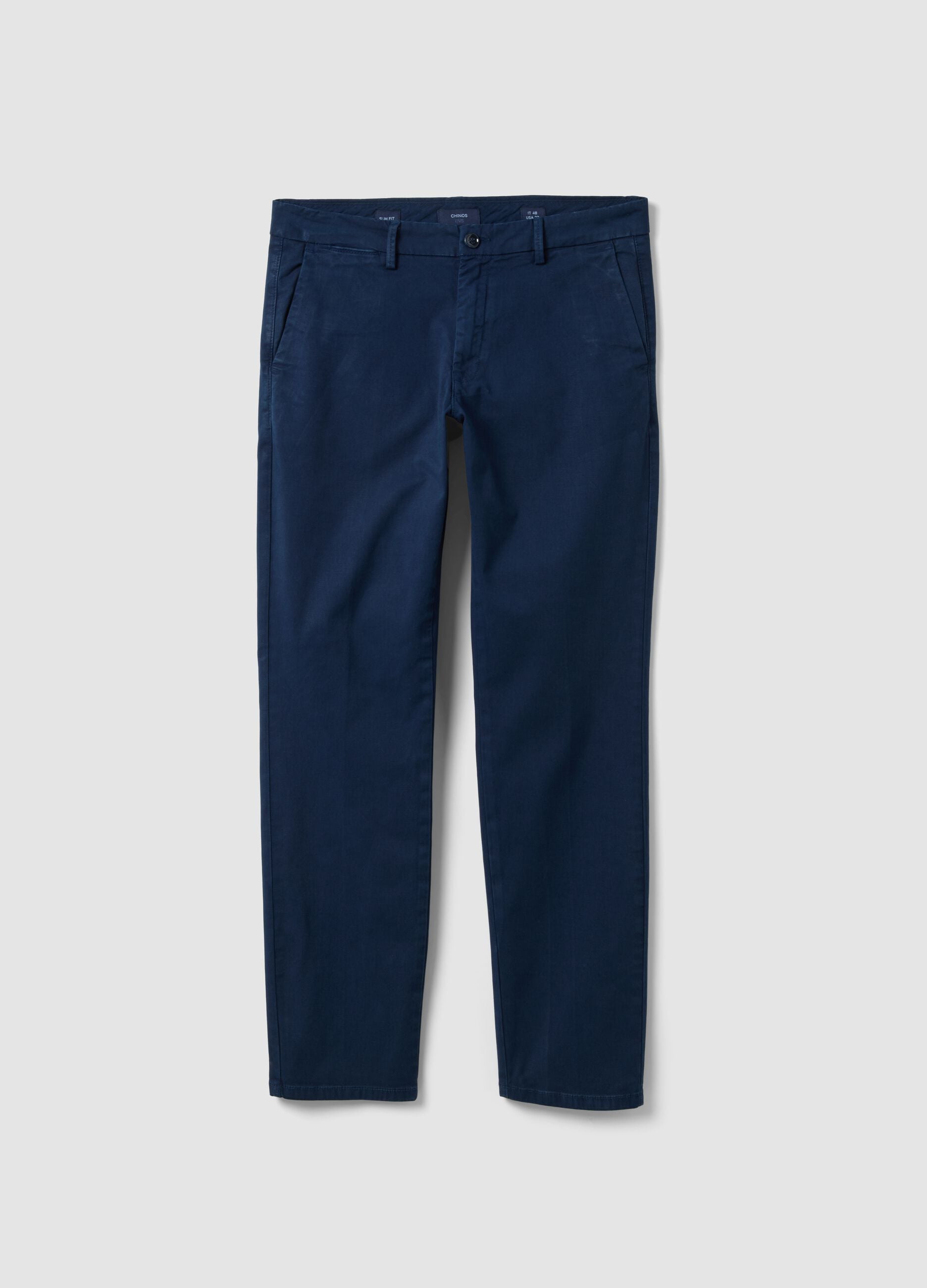 Blue slim-fit stretch cotton chinos