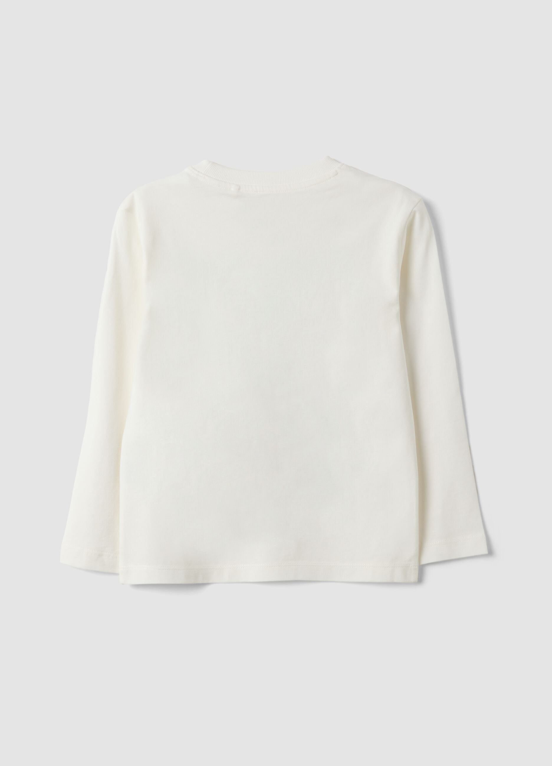 White cotton and viscose blend T-shirt with collegiate print for boys