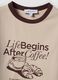 Pink cotton T-shirt with front graphic print and contrast trims_5