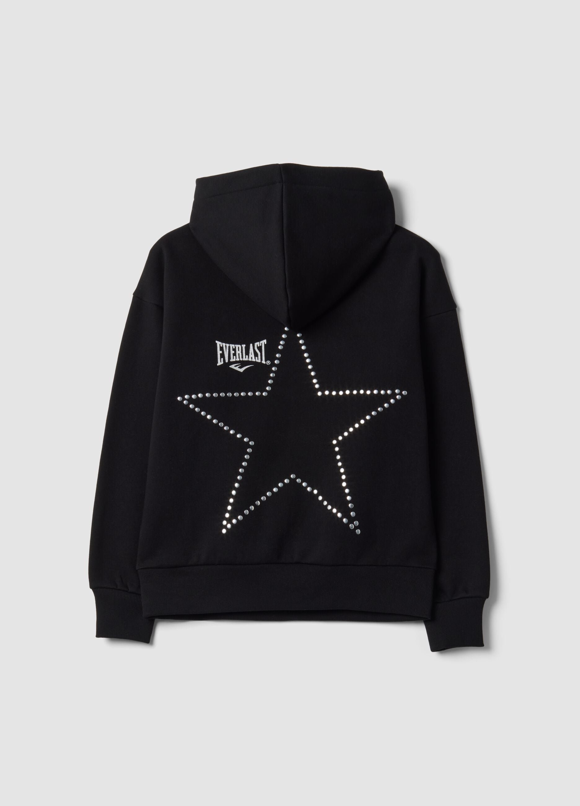 Black cotton-blend hoodie for girls, regular fit