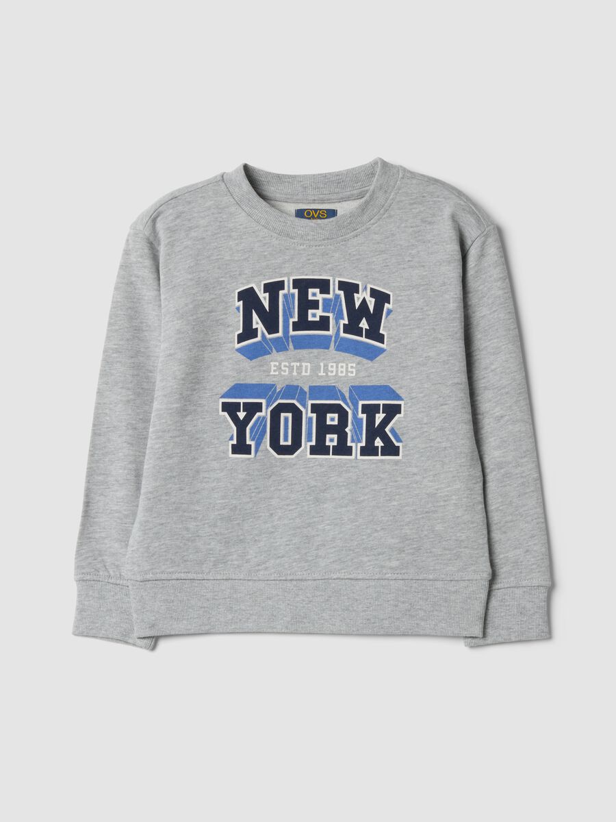 Grey crew-neck sweatshirt in cotton and viscose blend_0