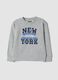 Grey crew-neck sweatshirt in cotton and viscose blend_0