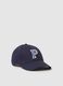 Blue Pure Cotton Cap with Adjustable Visor and Embroidered P_0