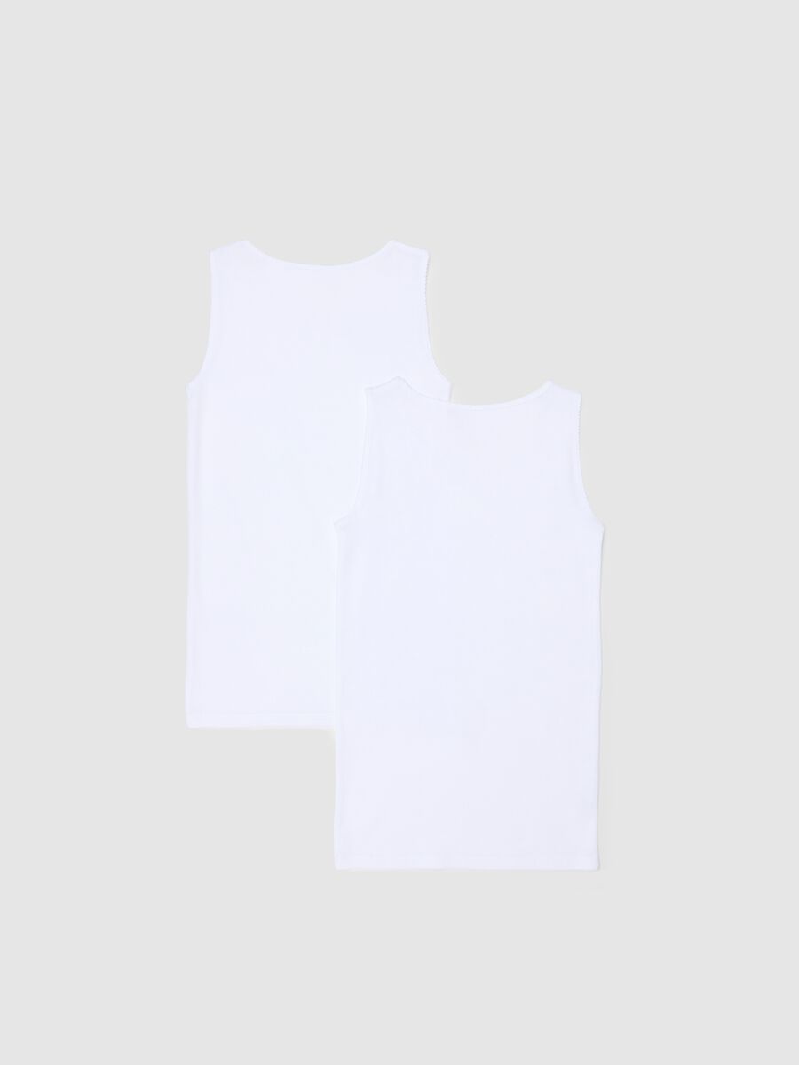Girls' White Sleeveless T-Shirt Twin Pack in Pure Cotton Regular Fit_1