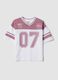 Pink and white pure cotton T-shirt with mesh texture_3