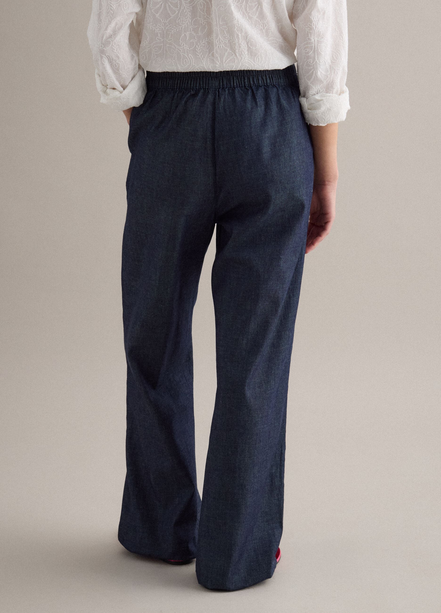 Wide Blue Cotton Trousers