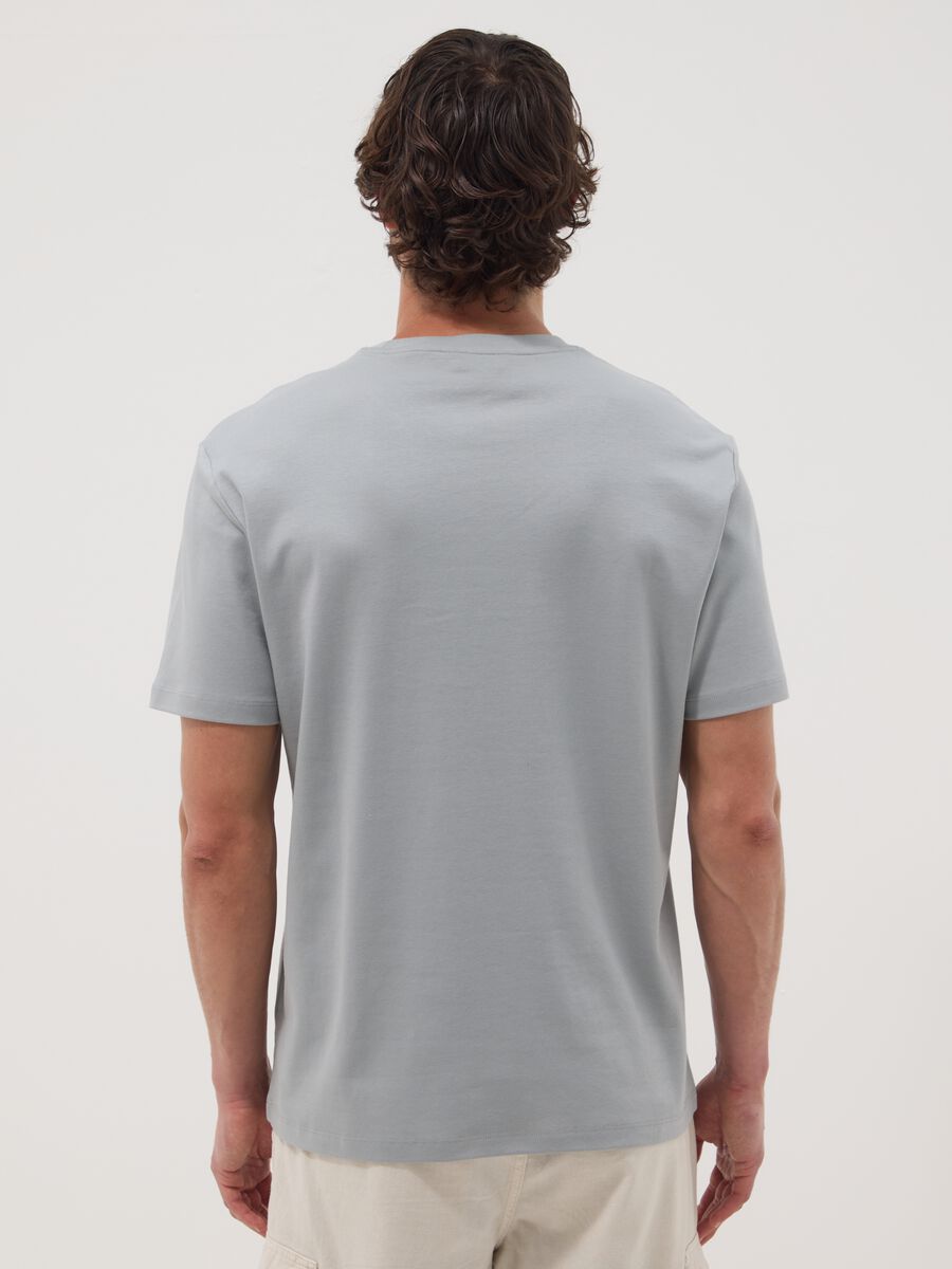 Grey slim-fit T-shirt in pure mercerised cotton_3