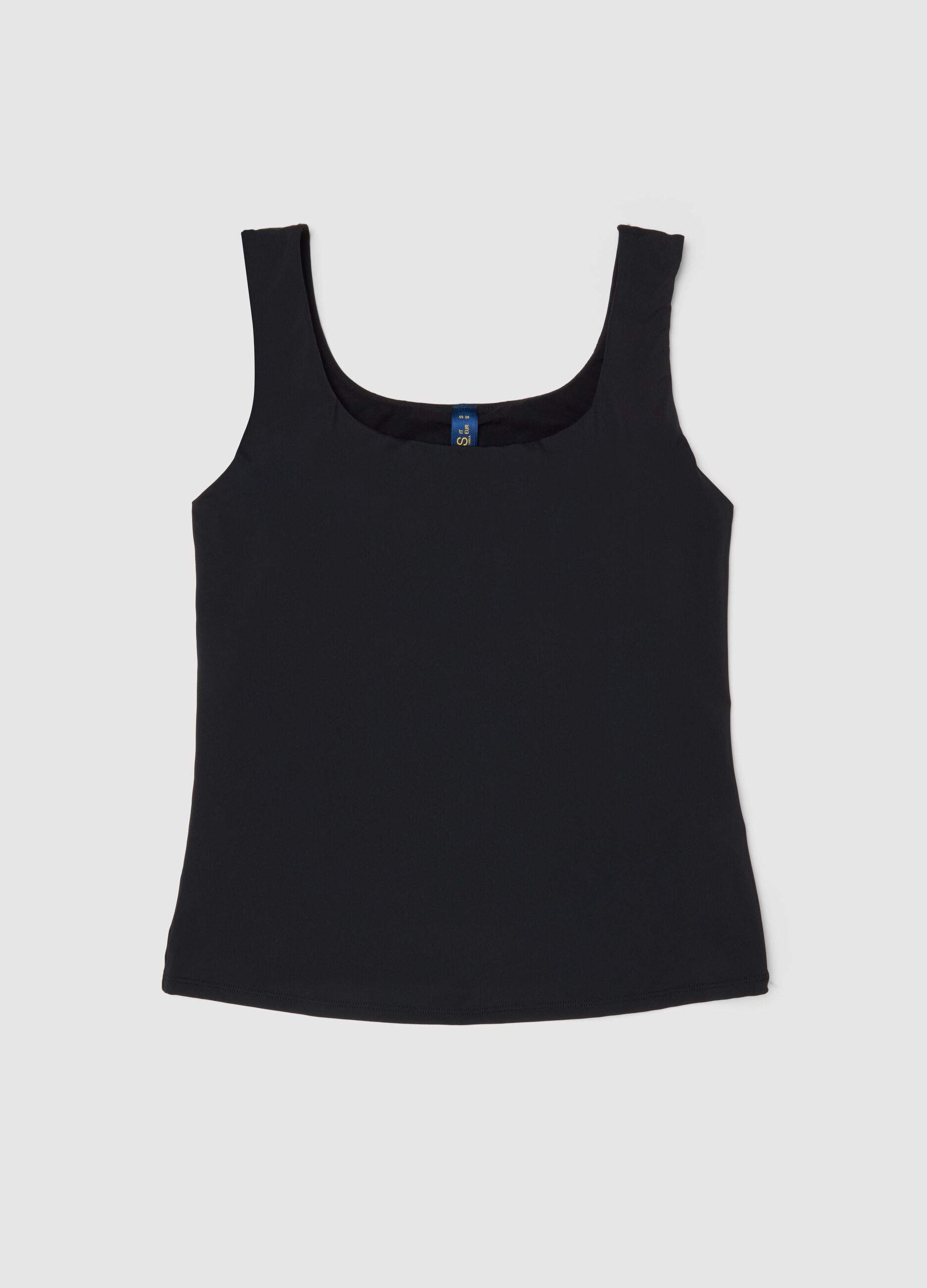 Black regular fit tank top with wide straps