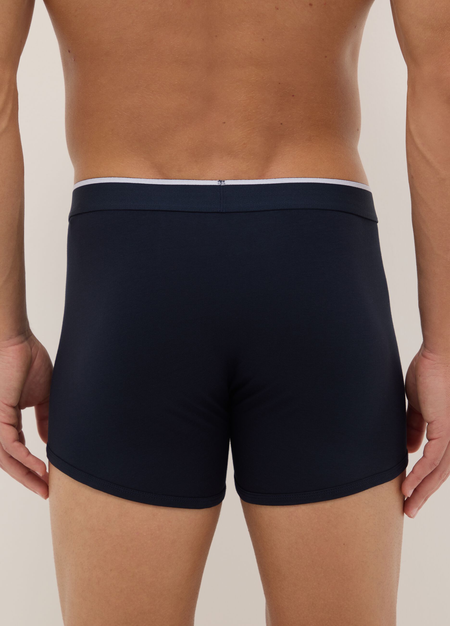 Blue Stretch Cotton Regular Fit Boxers Twin Pack