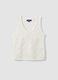White pure cotton regular-fit tank top with openwork knit pattern_4